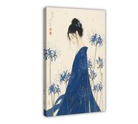 H3B8U2Y5 Mujer Kimono Azul Cuadro en Lienzo, arte japones Salon
