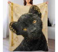 H3B8U2Y5 Retrato de Gato Negro Manta Mascota Curiosa Franela Sofa Cama