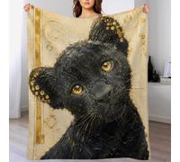 H3B8U2Y5 Retrato de Gato Negro Manta Mascota Curiosa Manta Hogar Sofa