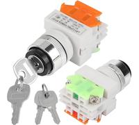 HAAMNING7 2 piezas Interruptor giratorio llave Interruptor giratorio 2 posiciones con llave Selector giratorio LAY37-11Y/21, 1NA 1NC 10A Con orificio montaje llave 22 mm para torno CNC, grúa y barco