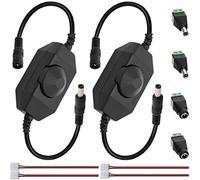 HAAMNING7 Tira de luces LED Regulador de intensidad DC 12V Controlador para tira de luces LED de un solo color 3528 5050, con cable adaptador de conector DC 5.5 x 2.1 mm, 2 PCS
