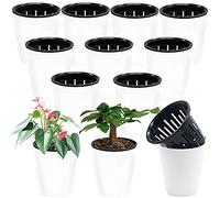 Haawooky 12 macetas de plástico de autorriego, Maceta de plástico de 4 Pulgadas con Maceta Interior, Maceta de riego automático para Hierbas, Flores, Todas Las Plantas de casa, suculentas
