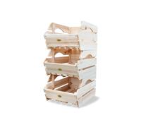 HABAU Cajas de madera apilables 27 x 38 x 20 cm pack 3