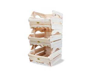 HABAU Cajas de madera apilables 27 x 38 x 20 cm pack 3
