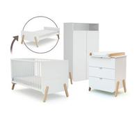AT4 - Habitación bebé completa evolutiva PIRATE madera - Blanco/Haya Barnizada - 70 x 140-147,5 x 78 x 87,5/79 x 65,5 x 94/51 x 100 x 176 cm