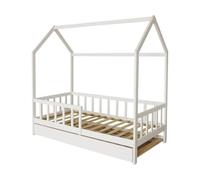Cama cabaña infantil "paloma" con cajón - 90 x 190 cm - blanco