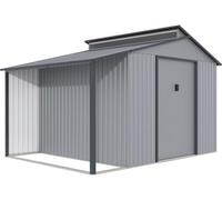 Caseta De Metal Con Pergola "madras" - 9.12 M² - Gris