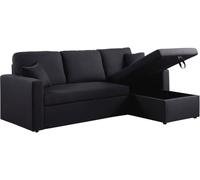 Habitat y Jardin - Sofá esquinero convertible "Alain" - 3 plazas - Negro Black