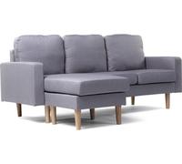 Habitat y Jardin - Sofá esquinero en tela "Gabby" - 3 plazas - Gris claro Gray
