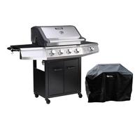 Habitat y Jardin - Barbacoa a gas "Bingo 5" - 5 quemadores (1 lateral) - 15.2kW + Funda de protección - Negro