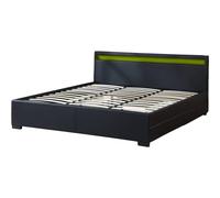 Habitat y Jardin - Cama doble "Nico" - LED - 180 x 200 cm - Negro