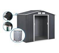 Habitat y Jardin - Cobertizo de jardín metálico- "Vegas"- 2,7 m² con canalón y depósito recuperador de agua