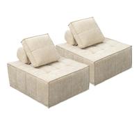 Habitat y Jardin - Conjunto de 2 sillones modulares tipo sofá en tela texturizada "Velluto" - Beige