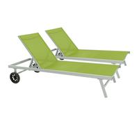 Habitat y Jardin - Conjunto de 2 tumbonas de aluminio y textileno BELLA-PHOENIX - verde