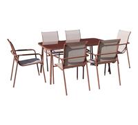 Habitat y Jardin - Conjunto de comedor de metal para jardín "Málaga" - 7 plazas - Terracota