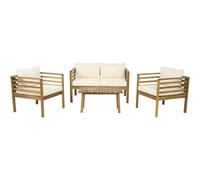 Conjunto De Muebles De Jardín De Madera "beckham" Con Cojines - 4 Plazas - Beige