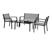 Habitat y Jardin - Conjunto de muebles bajos de jardín "Lino" - 4 plazas - Gris
