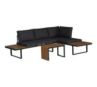 Habitat y Jardin - Conjunto de muebles de jardín sofá rinconera modular "Sylva" acabado imitación madera - 4 plazas - Gris