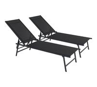 Habitat y Jardin - Juego de 2 tumbonas metálicas "Sublima" - 180 x 54 x 104 cm - Negro