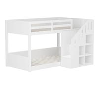Habitat y Jardin - Litera de madera con escalera y espacio de almacenamiento - 90 x 190 cm - Blanco