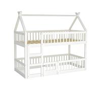 Habitat y Jardin - Litera tipo cabaña de madera con escalera - 90 x 190 cm - Blanco