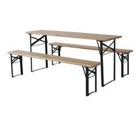 Habitat y Jardin - Mesa de jardín plegable tipo brasserie con 2 bancos "Lisboa" - 176 x 46 x 75 cm - Marrón