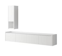 Habitat y Jardin - Mueble TV "Sema" de madera con estante de pared - 160 x 30 x 35 cm - Blanco