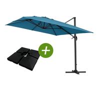 Habitat y Jardin - Parasol Lateral de jardín en aluminio - Sun 4- Rectangular- 3 x 4 m - Azul- lastre incluido