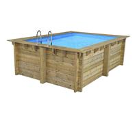 Habitat y Jardin - Piscina rectangular de madera "Caimans" - 4,10 x 3,00 x 1,24 m