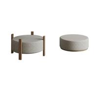 Habitat y Jardin - Puff de madera "Clon" - 47 x 48 x 45 cm - Beige