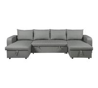 Sofá Cama Esquinero Panorámico "victor" De Tela - 4 Plazas - Gris
