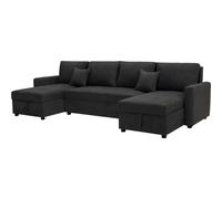 Habitat y Jardin - Sofá convertible panorámico de 5 plazas "Antoine" con compartimentos de almacenaje - Gris oscuro Gray