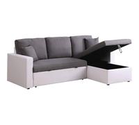 Habitat y Jardin - Sofá esquinero convertible "Alain" - 3 plazas - Gris / Blanco Gray