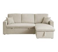 Habitat y Jardin - Sofá esquinero convertible de pana - 3 asientos - Beige Beige