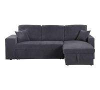Habitat y Jardin - Sofá esquinero convertible/reversible de pana "Axel" - 3 plazas - Gris Gray