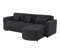 Habitat y Jardin - Sofá esquinero convertible/reversible de tela "Charles" - 3 plazas - Negro Black