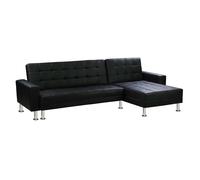 Habitat y Jardin - Sofá esquinero convertible y reversible "Theo" - 4 plazas - Negro Black