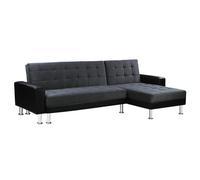 Habitat y Jardin - Sofá esquinero convertible y reversible "Theo" - 4 plazas - Negro y gris Gray