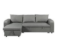 Habitat y Jardin - Sofá esquinero de tela reversible/convertible "Victor" - 3 plazas - Gris Gray
