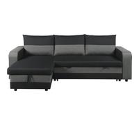 Sofá esquinero de tela reversible/convertible "victor" - 3 plazas - negro
