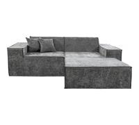 Habitat y Jardin - Sofá modular recto con otomana en tela texturizada "Lusso" - 3 plazas - Gris
