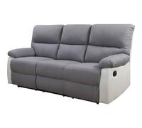 Habitat y Jardin - Sofá reclinable 3 plazas "Lincoln" - Blanco/ Gris claro