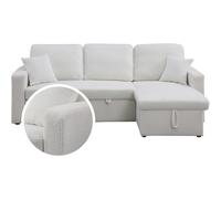 Habitat y Jardin - Sofá rinconera convertible/reversible con box "Alain"- 3 plazas - Bouclettes - Blanco White