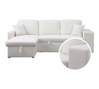 Sofá Rinconera Tela Bouclette Convertible/reversible "axel" - 3 Plazas - Blanco