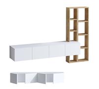 Habitat y Jardin - Soporte de TV de madera "Pana" - 182 x 32 x 25 cm - Blanco, Roble