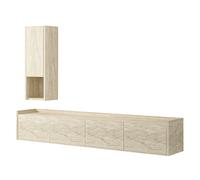 Habitat y Jardin - Soporte de TV de madera "Sema" con estante de pared - 160 x 30 x 35 cm - Travertino