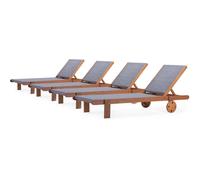 Habitat y Jardin - Tumbonas en madera exótica "Saïgon" - Gris - Lote de 4