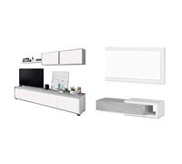 Habitdesign 016663L Mueble de salón Moderno, modulos Comedor Alida, Medidas: 43 cm de Altura x 200 cm de Ancho x 41 cm de Fondo + Noon Recibidor con Cajón y Espejo, Mueble de Entrada