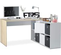 Habitdesign 0F4606A - Mesa Escritorio, Mueble de despacho, Modelo Adapta, Medidas: 74 x 120 x 77 cm, Color Blanco artik y Roble Canadian