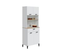 Habitdesign -Alacena de cocina con 4 puertas y 1 cajón 72x185 cm Nitza Artik white (matte white) - natur